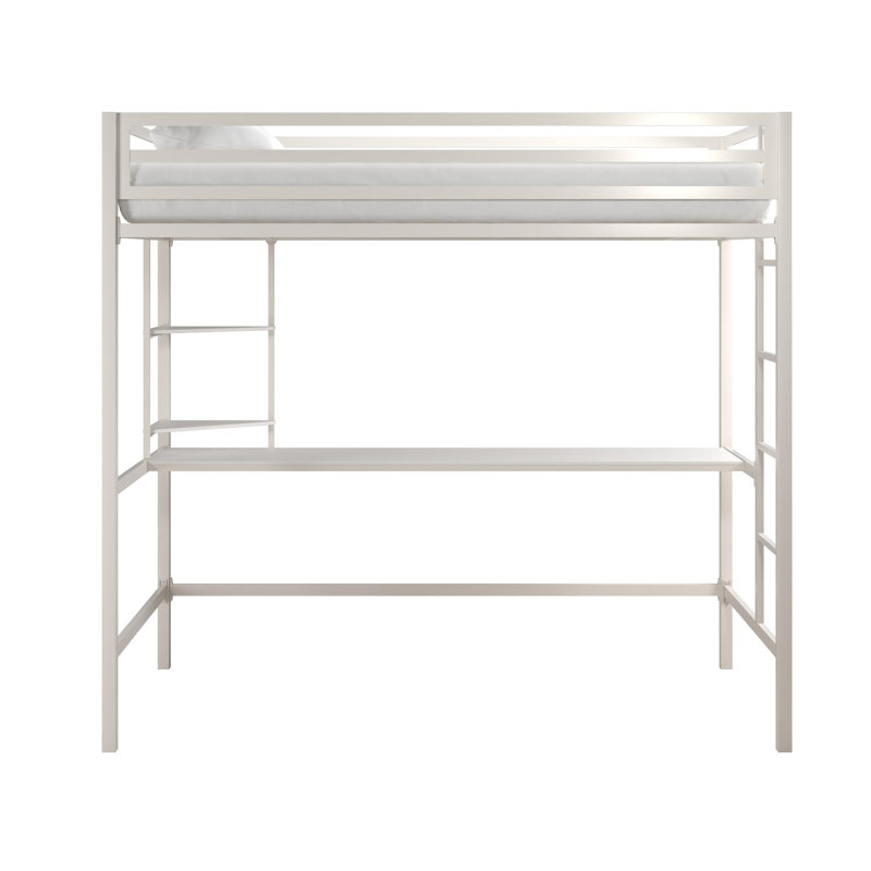 Novogratz Maxwell Metal Loft Bed with BuiltinDesk by Novogratz